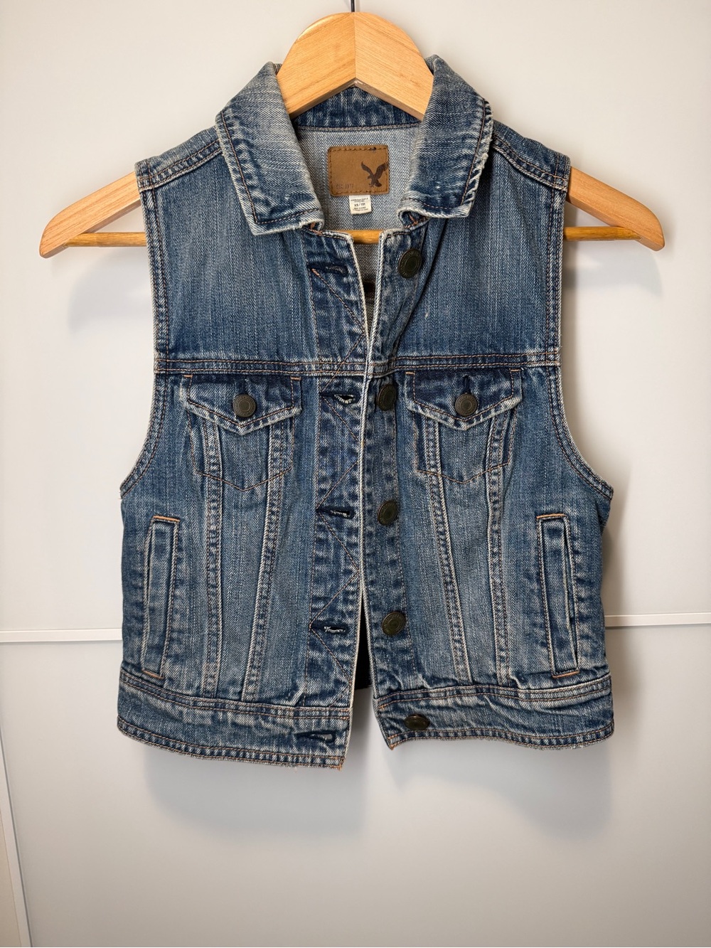 American Eagle Blue Denim Sleeveless Vest
